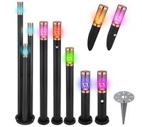 Borne lumineuse avec détecteur de mouvement Applique d'extérieur RGB Borne d'éclairage lampadaire en acier inoxydable, télécommande à capteur dimmable, fumée de cuivre, LED RGB 8,5W 806lm blanc chaud