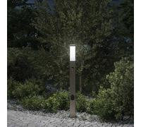 Borne lumineuse avec détecteur et prise 80 cm acier inoxydable IP44 vidaXL