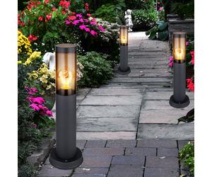 Borne lumineuse d'extérieur, borne lumineuse d'extérieur, lampes de jardin anthracite, lampadaire balcon, acier inoxydable fumé, 1x douille E27, DxH 7,6x45cm, lot de 3