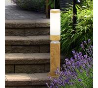 Borne Lumineuse Extérieur Lampadaire Bois Optique Inox Jardin Cour Spot Déco LED