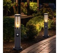Borne Lumineuse Extérieur Lampadaire de Jardin Anthracite Détecteur 2er Set