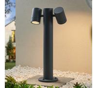 Borne lumineuse extérieur Maloney Lucande, dimmable, noir, Aluminium, Moderne, Luminaire extérieur