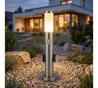Borne Lumineuse Extérieure Lampadaire Détecteur de Mouvement Jardin Prises Inox