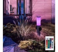 Lampe de socle LED pour l'extérieur en acier inoxydable avec 2 prises de courant Lampe d'allée anthracite Lampe d'extérieur à intensité variable avec télécommande, changement de couleur RGB, 8,5W 806l