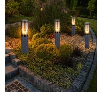Borne lumineuse d'extérieur, borne lumineuse d'extérieur, lampes de jardin anthracite, lampadaire balcon, acier inoxydable fumé, 1x douille E27, DxH 7,6x45cm, lot de 4