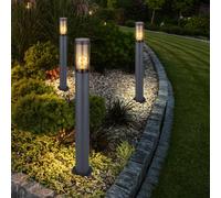 Borne Lumineuse Lampadaire Extérieur Inox Anthracite Fumée 1xE27 3er Set