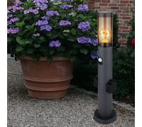Borne Lumineuse Lampadaire Extérieur Inox LED Prises Détecteur de Mouvement