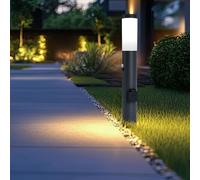 Lampe d'extérieur lampadaire LED avec détecteur de mouvement éclairage de chemin en acier inoxydable lampe de jardin anthracite, avec 2 douilles, IP44, 1x 11W 1055lm blanc chaud, DxH 13,1x60 cm
