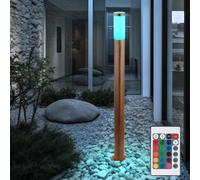 Lampadaire, lampe d'extérieur, lampe de jardin, lampadaire, lampe de chemin, terrasse IP44, acier inoxydable aspect bois, télécommande dimmable, RGB LED 8,5W 806Lm, PxH 12,7x110 cm