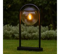Borne Lumineuse Lampadaire Extérieur Terrasses Noir Boule en Verre Hauteur 50 CM