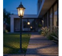 Borne Lumineuse Lampadaire Lampe D'Extérieur Aluminium E27 Extérieure Vert Noir