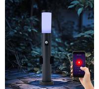 Lampadaire d'extérieur intelligent avec détecteur de mouvement, lumière de jardin à intensité variable, voix, contrôle par application, LED RVB 8,5 W 806 lm blanc chaud, H 60 cm