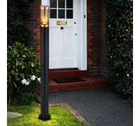 Borne lumineuse d'éclairage extérieur lampes de jardin noir IP44, lampadaire terrasse balcon, acier inoxydable cuivre fumé, 1x douille E27, DxH 12,7x110cm