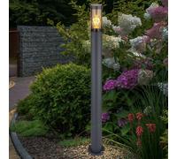 Borne lumineuse d'éclairage extérieur lampes de jardin anthracite IP44, lampadaire patio balcon, acier inoxydable fumé, 1x douille E27, DxH 12,7x110cm