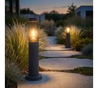 Lampe Lampadaire Borne Lumineuse Éclairage Allée Chemin Fumée Anthracit Inox E27