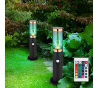 Lampadaire éclairage extérieur dimmable avec télécommande fumée cuivre extérieur avec détecteur de mouvement lampadaire de jardin, plastique inox, 1x 8,5W 806lm blanc chaud, DxH 7,6x45 cm, lot de 2