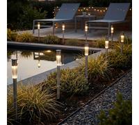 Borne Lumineuse Lampe Solaire D'Extérieur LED Inox Pointe Terrasses 70 CM 3x