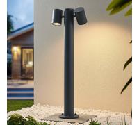 Borne lumineuse Maloney Lucande, dimmable, noir, Aluminium, Moderne, Luminaire extérieur