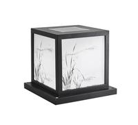 Borne Lumineuse Solaire Moderne Pour Extérieur, Style Simple, Idéale Pour Terrasse Ou Patio. 3 Modes D'Éclairage (Lumière Chaude Ou Froide) Réglables. Borne Carrée En Alumiet Acrylique. Éclairage Pour