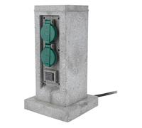 Borne pierre 4x16A + 2 interrupteurs 5m - Gris - Zenitech