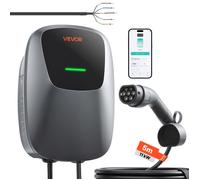 VEVOR Borne Recharge Véhicule Électrique 11 KW 5 m Chargeur Triphasé Type 2 pour Voiture Électrique Hybride Rechargeable, Domestique 400 V CA Courant 16 A, Contrôle Intelligent APP, Voyant LED, IP65