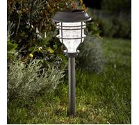 Borne solaire à piquer structure en fonte d'aluminium gris optique en verre craquelé 10 lumens