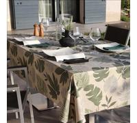 BORNEO Nappe 100% coton enduit 200X150 Oil green SUD ETOFFE