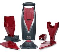 Borner Vital set professionnel de coupe-légumes rouge/noir, avec fonction dressing, comprenant mandoline, porte-fruits, rouleau à mariner, 2 inserts de couteau, boîte coulissante, station d'accueil