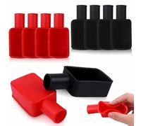 Bornes de Batterie Couvre, 10 Pièces Protège Bornes de Batterie Caoutchouc Bornes Bouchon Protecteur pour Voitures, Camions, Moto (Rouge, Noir)