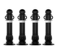 Bornes de circulation en métal, Ensemble de contrôle la circulation, 8 pièces avec bornes en acier, cônes réfléchissants, lumières suspendues, boucles(4 Pieces)