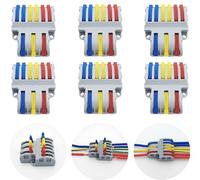 Bornes de Connexion, CESFONJER 6 Pcs Connecteur Electrique Rapide, Connecteurs de Fils Compacts SPL-63 (3 in 6 out)