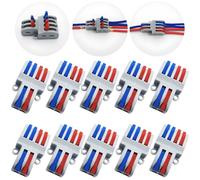 Bornes de Connexion, CESFONJER SPL-42 10 Pcs Connecteur Electrique Rapide, écrou de fil de levier, Connecteur de fil compact (2 in 4 out)