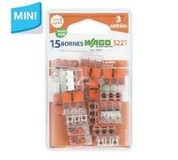 Bornes de connexion - WAGO - S221 - 15 mini - 3 entrées - pour fils souples