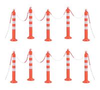 Vidaxl Bornes De Contr?Le Du Trafic 10 Pcs Avec Cha?Ne 75 Cm Pe
