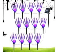 Bornes de jardin avec mains squelettiques, piquets avec bras squelettique éclairé, piquets artistiques pour fêtes à la maison, à énergie solaire, ornement de jardin extérieur imperméable pour la
