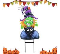 Bornes de Jardin d'automne, piquets de Jardin d'automne - Gnomo sorcière métal piquets pour pelouse d'halloween | Bonbonnière d'automne décoration naine d'extérieur pour Halloween Automne