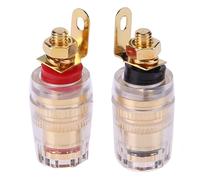 Bornes de liaison de haut-parleur d'amplificateur plaqué or de 4mm Terminal en laiton avec coque transparente pour fiches bananes 2 pièces