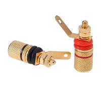 Bornes de liaison pour haut-parleur, 2 pièces, 4mm, plaqué or, amplificateur, Terminal Audio, prises d'alimentation, 1 paire de fiches bananes, connecteurs, rouge, noir