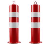 Bornes de sécurité - 50 cm de hauteur - Barricade de circulation en acier avec bande réfléchissante pour parking - Rouge