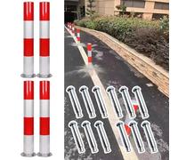 Bornes de sécurité en acier galvanisé - 40/60/75 cm for barrières d'allée et de parking(4 Pcs 11.4x75cm/4.5x29.5inch)