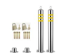 Bornes De SéCurité En Acier Inoxydable Avec Bandes RéFléChissantes, Colonne De SéCurité Amovible En Acier Inoxydable，AdaptéEs Aux Parkings FerméS, Aux Bordure(Size:31.4" x 3", removable with top ring)