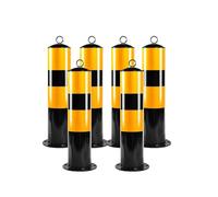 Bornes de sécurité jaunes pour parking - Barrières de signalisation routière thermolaquées pour la protection des chantiers et des parkings (6 unités) - Solution durable et résistante aux in