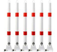 Bornes de sécurité réfléchissantes en métal - Lot de 6 poteaux de délimitation de circulation avec anneau de suspension, barrières de sécurité pour la construction de parkings et la signalis