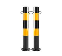Bornes de sécurité robustes - 2 poteaux de stationnement en acier jaune avec bande réfléchissante et boulons d'ancrage, idéaux pour les barrières d'allée et le contrôle de la circulation (60