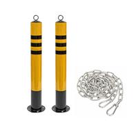 Bornes de signalisation portables avec chaîne - Poteaux de sécurité métalliques pour allées et contrôle de la circulation (2 pièces, H 100 x L 11,4 cm) - Canalisateur durable pour une sécuri
