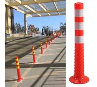 Bornes de stationnement, Bornes de barrière stationnement flexibles en plastique, poteau barricade circulation for allée/route/garage avec boulons d'ancrage H)(2pcs Red White)