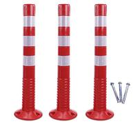 Bornes de stationnement réfléchissantes 3 pièces, poteaux de contrôle de la circulation durables(Red and White)