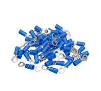 Bornes électriques, Lot de 100 cosses à sertir type O isolées en cuivre PVC, modèle RV, plusieurs tailles, multicolores(Blue,RV24)