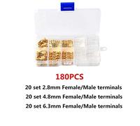 Bornes Isolé Fil Électrique Frisure 2,8/4,8/6,3 Mm Connecteurs Spade Assortiment Avec Box(180Pcs)