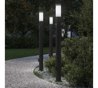 Bornes lumineuses avec détecteur et prise lot de 3 110 cm acier inoxydable IP44